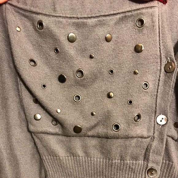 BCBGeneration grey studded pocket cardigan Size small - Picture 6 of 7